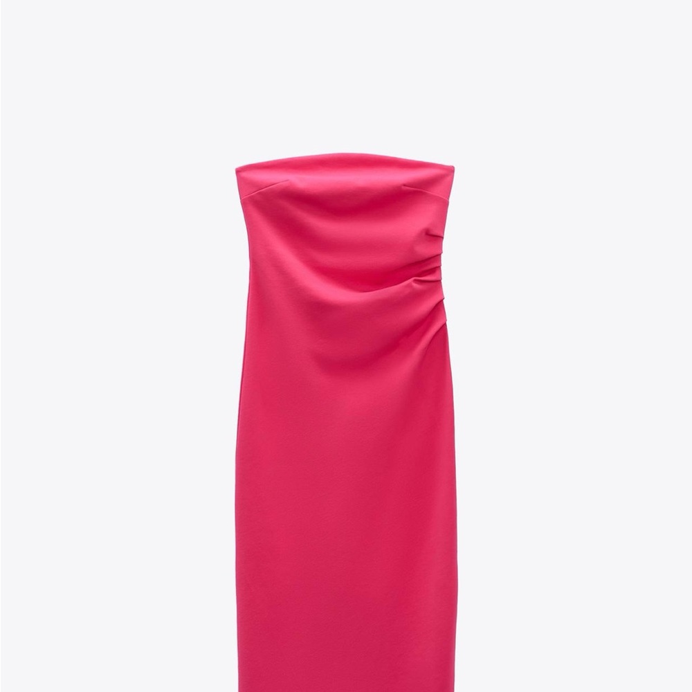 Zara Pink Strapless Midi Dress